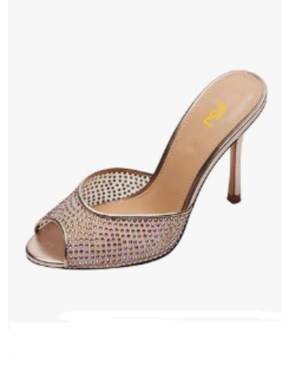 FSJ Rose Gold Mesh High Heel Sandals Mules Peep Toe Slide Slip On Summer Shoes